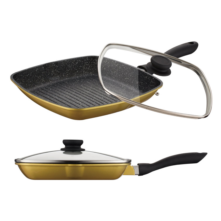 Zillinger 11″ Aluminum Square Grill Pan With Lid Wayfair